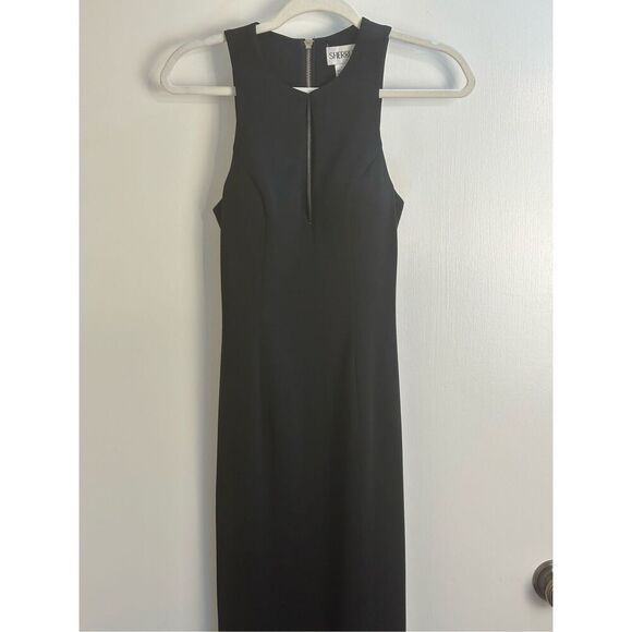 Sherri Hill size 0 black long formal gown with train and keyhole front open back - Picture 9 of 16